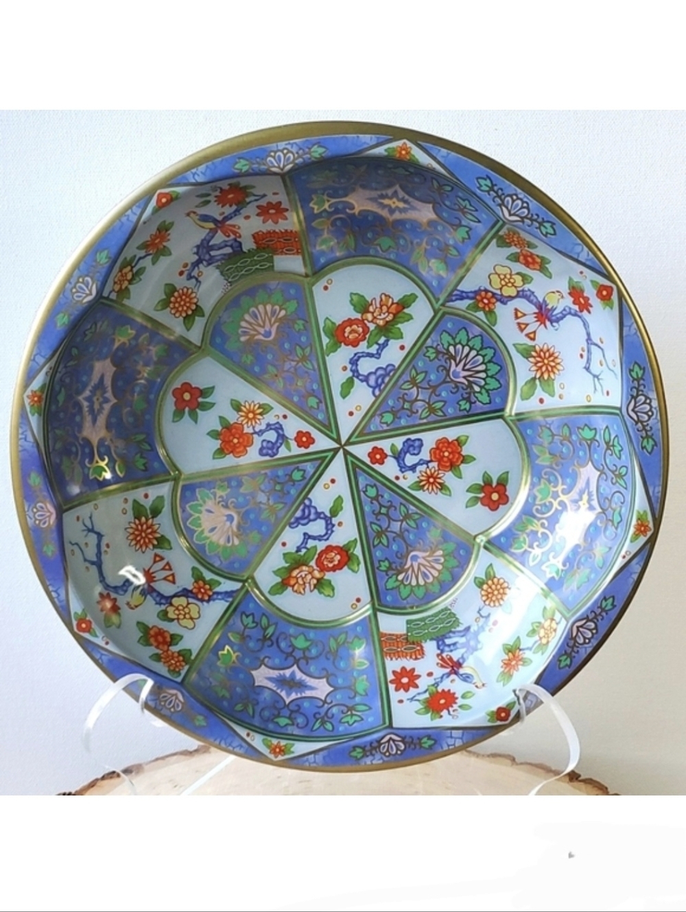 Vintage Daher Decorated Floral Botanical Birds Colorful Tin Plate/Bowl England